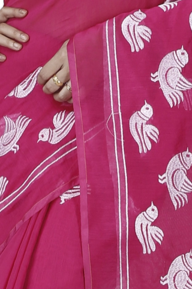 Pink Blended Cotton Thulasi Hand Loom Saree (1187)